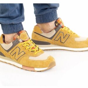 New Balance Men's 574, Workwear/Jupiter/Plaid, Size 11
